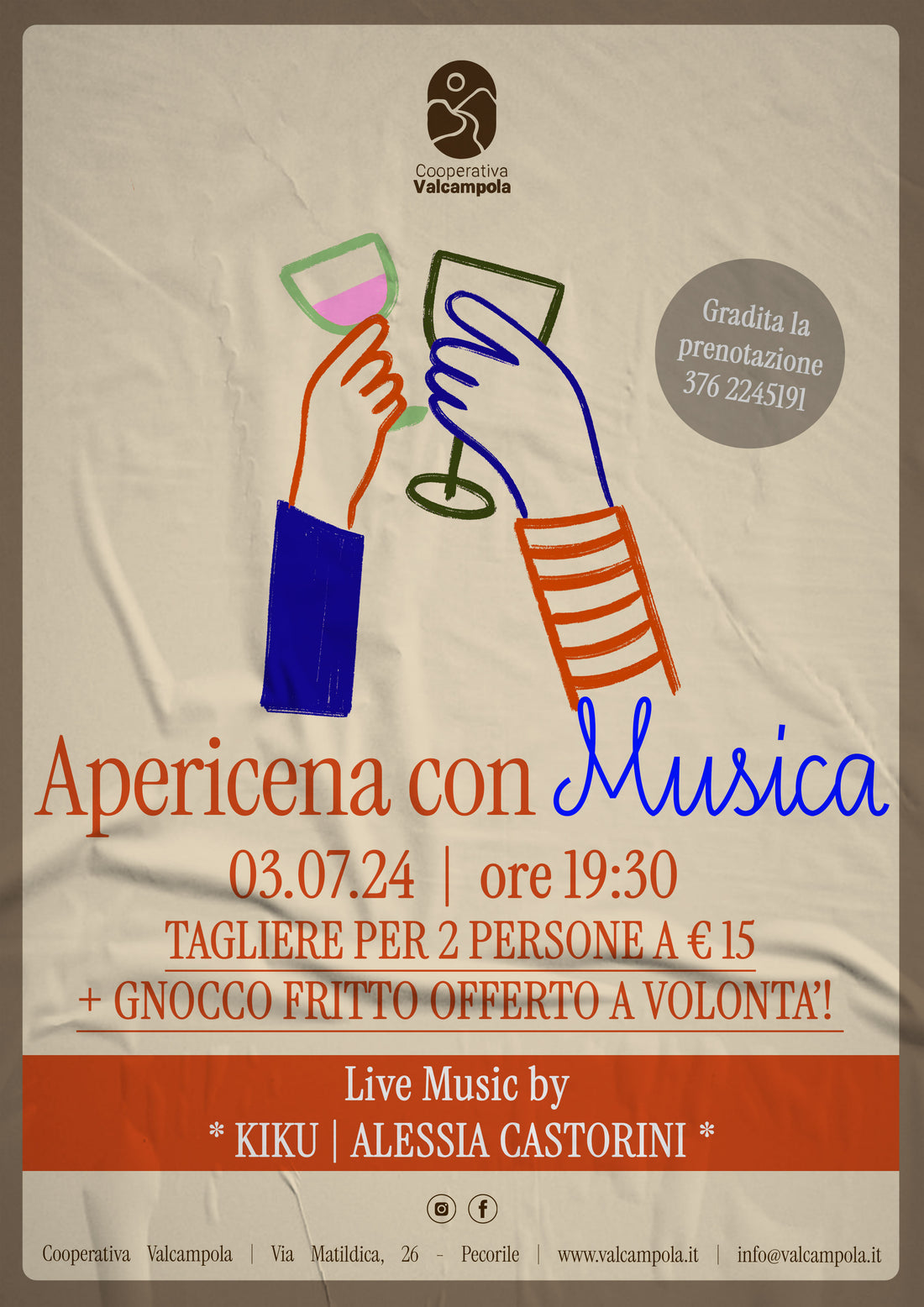 Apericena con Musica: Mercoledì 3 Luglio!