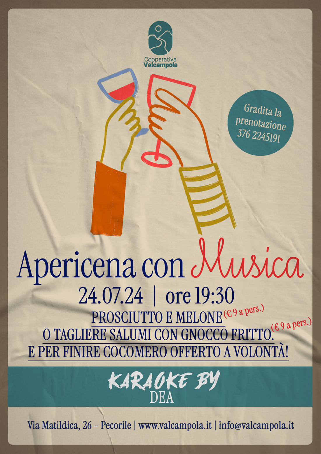 Apericena con Musica: Mercoledì 24 Luglio!