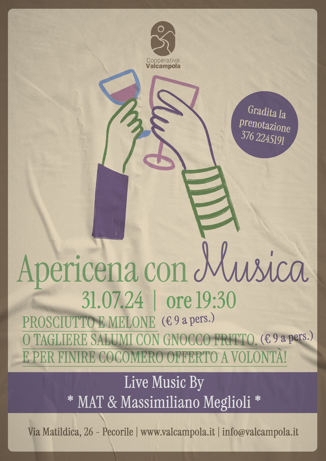 Apericena con Musica: Mercoledì 31 Luglio!